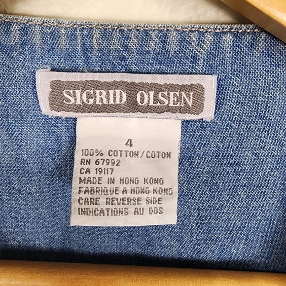 Sigrid Olsen Denim Embroidered Boho Vest Size 4 - Picture 4 of 10